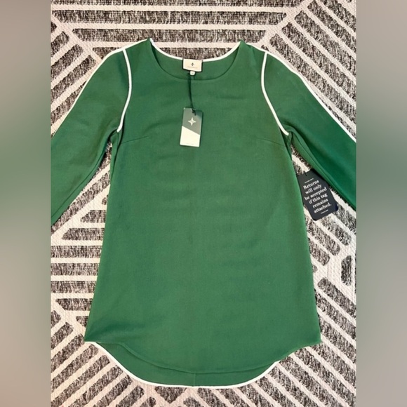 TUCKERNUCK NWT Med Green Seemed 3/4 Sleeve Shift Mini Dress Orig$198 - Picture 3 of 7